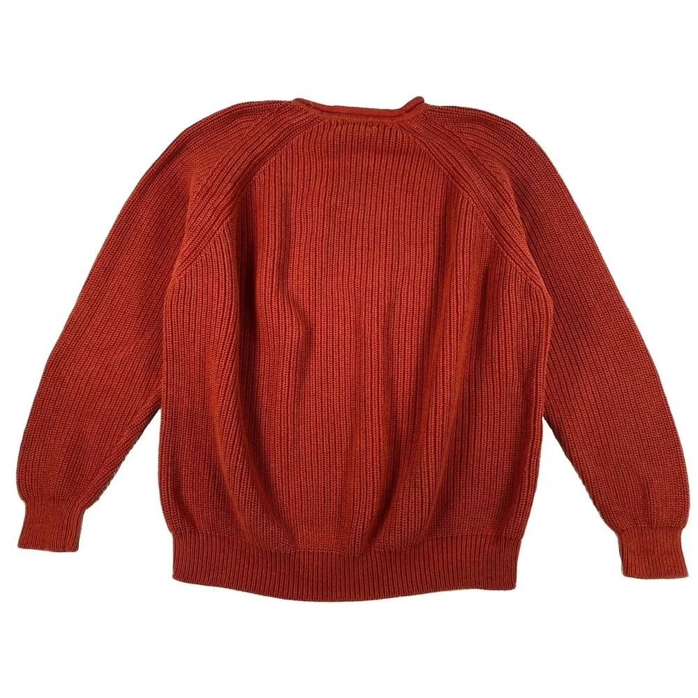 L.L. Bean Roll Neck Fisherman Sweater Men's XXL Burnt Orange Cotton